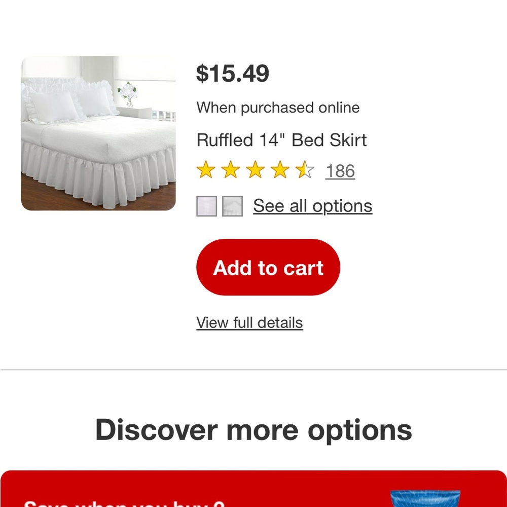 FULL SIZE BED SKIRT WHITE